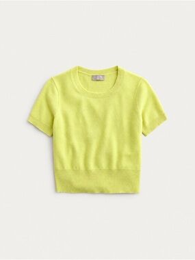 J Crew Cashmere Large Short Sleeve Sweater Yellow